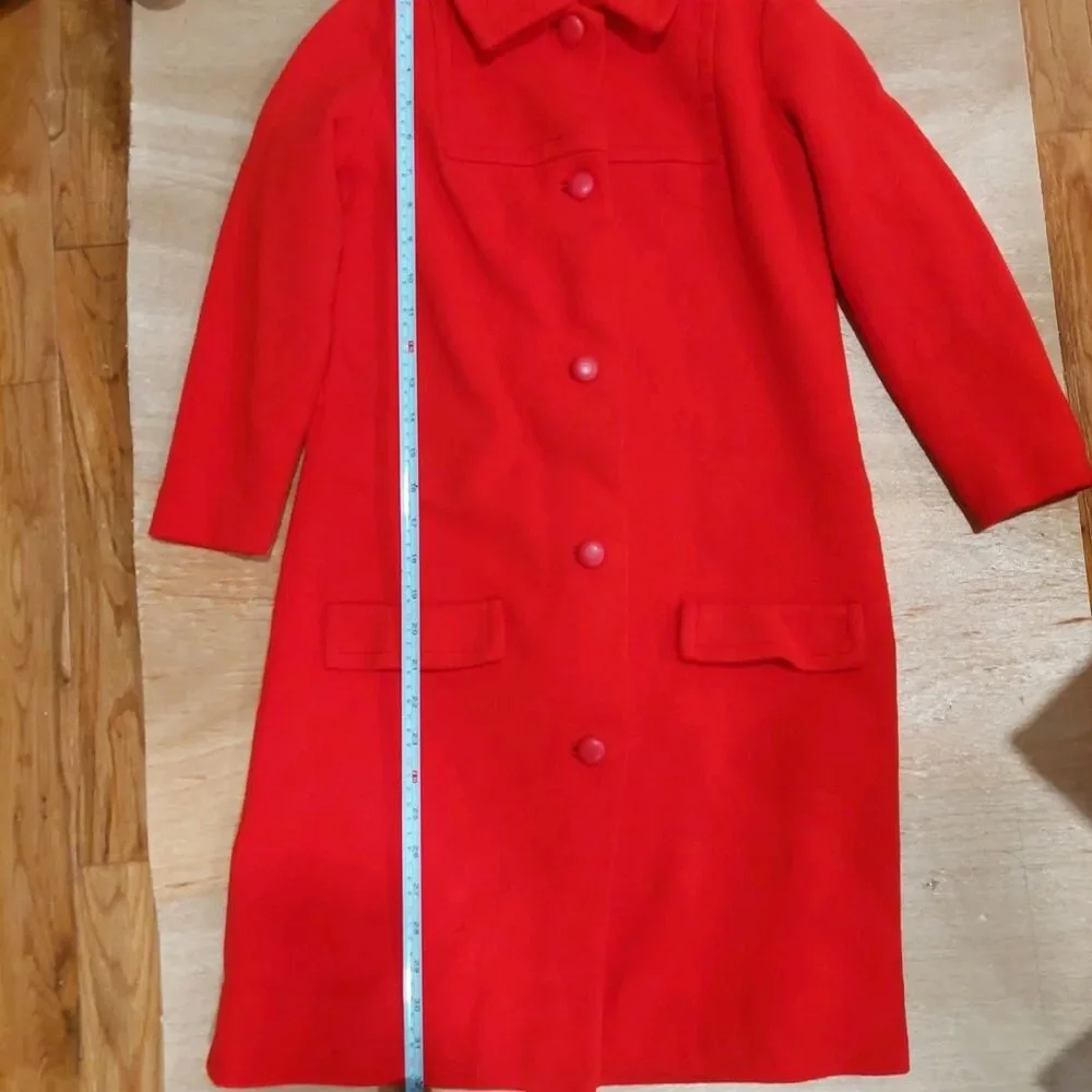 Vintage Pure Wool Ruby Red Knit Girl Coat Kimberly Union Made Sz 8